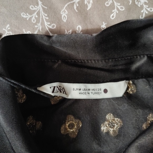 Zara gold metallic shirt dress in brocade - Picture 4 of 9